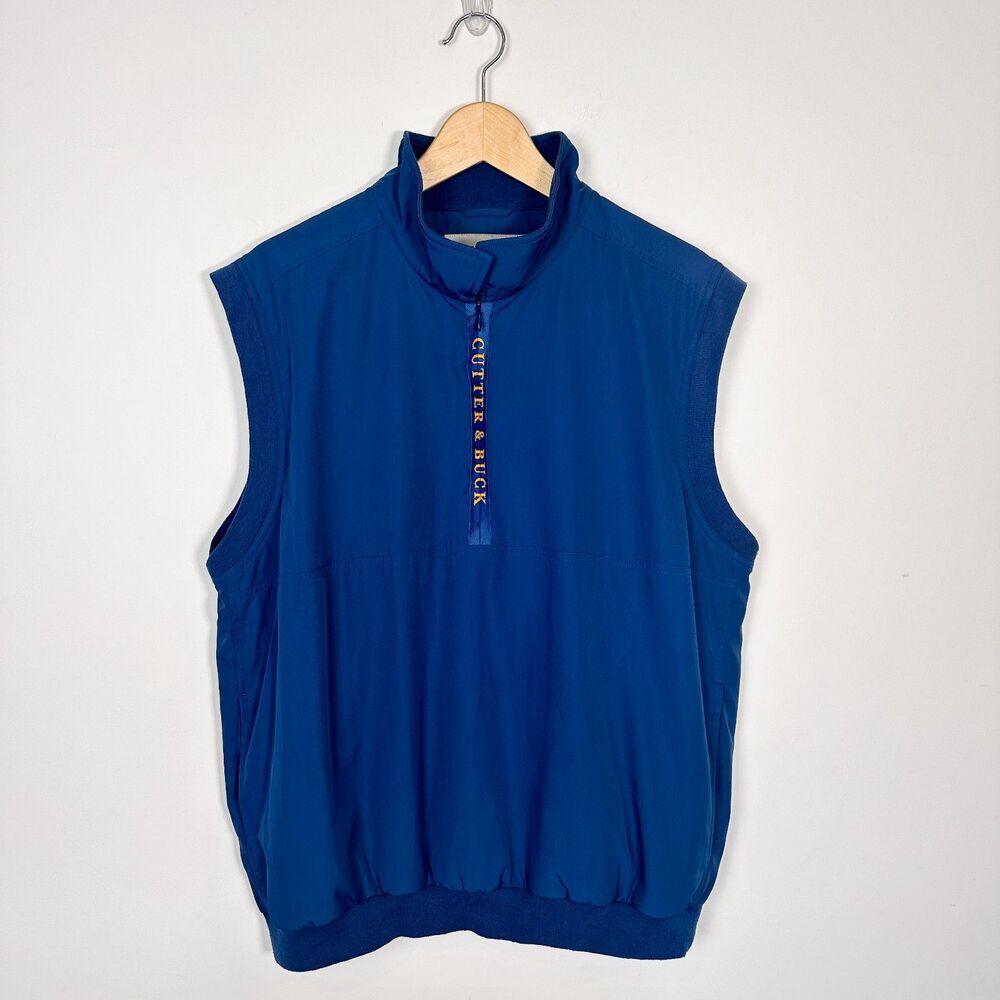 Cutter & Buck Climaguard Men's Golf Vest 1/4 Zip Navy Blue Sz Large
